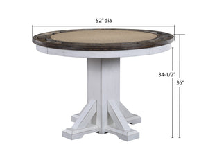 ECI Furniture La Sierra Round Game Table Complete, Gray & White Distressed Gray-White Hardwood solids and veneers