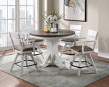 ECI Furniture La Sierra Round Game Table Complete, Gray & White Distressed Gray-White Hardwood solids and veneers