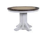 ECI Furniture La Sierra Round Game Table Complete, Gray & White Distressed Gray-White Hardwood solids and veneers