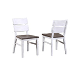 La Sierra Double Panel Back  Side Chair with Wood Seat, Gray & White - Set of 2