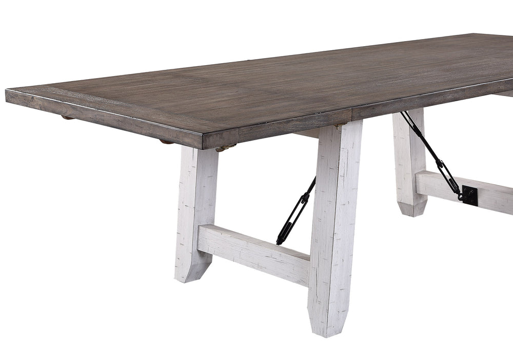 ECI Furniture La Sierra Trestle Dining Complete, Gray & White Distressed Gray-White Hardwood solids and veneers