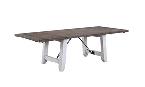 ECI Furniture La Sierra Trestle Dining Complete, Gray & White Distressed Gray-White Hardwood solids and veneers