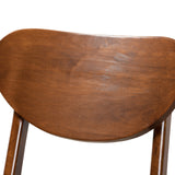 Katya Mid-Century Modern Grey Fabric Upholstered and Walnut Brown Finished Wood 2-Piece Bar Stool Set