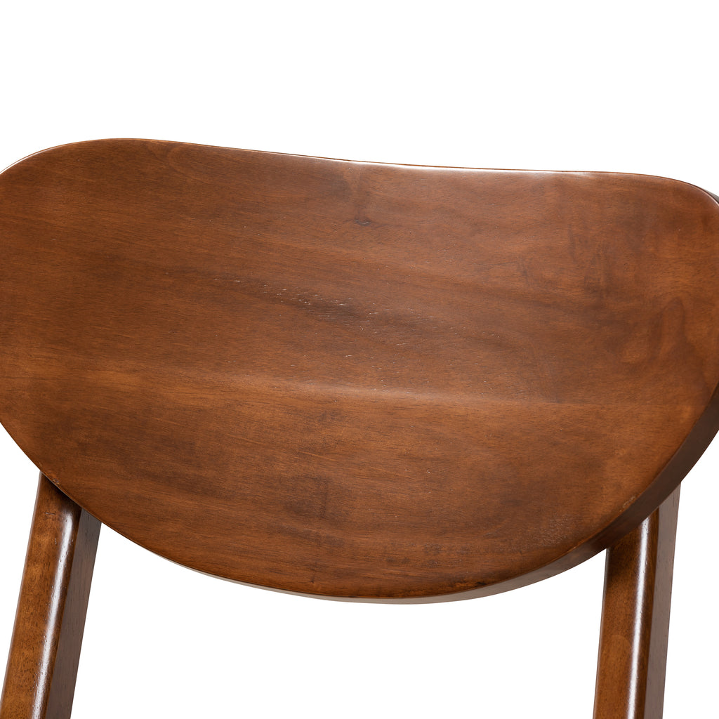 Katya Mid-Century Modern Sand Fabric Upholstered and Walnut Brown Finished Wood 2-Piece Bar Stool Set