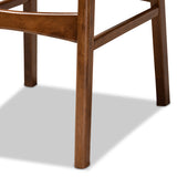 Katya Mid-Century Modern Sand Fabric Upholstered and Walnut Brown Finished Wood 2-Piece Bar Stool Set