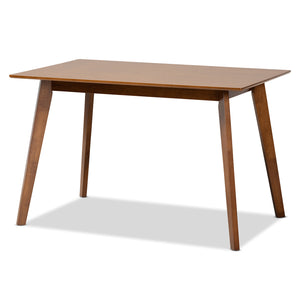 Maila Mid-Century Modern Transitional Walnut Brown Finished Wood Dining Table 