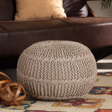 Palmas Handwoven Modern Bohemian Pouf Ottoman - Cozy, Stylish Footstool for Any Interior Space