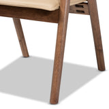 Baxton Studio Marcena Mid-Century Modern Beige Imitation Leather Upholstered and Walnut Brown Finished Wood 7-Piece Dining Set