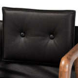 Baxton Studio Marcena Mid-Century Modern Black Imitation Leather Upholstered and Walnut Brown Finished Wood 7-Piece Dining Set