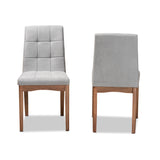 Baxton Studio Tara Mid-Century Modern Transitional Light Grey Fabric Upholstered and Walnut Brown Finished Wood 2-Piece Dining Chair Set