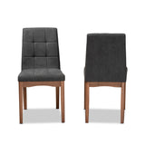 Baxton Studio Tara Mid-Century Modern Transitional Dark Grey Fabric Upholstered and Walnut Brown Finished Wood 2-Piece Dining Chair Set