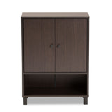 Baxton Studio Rossin Modern and Contemporary Dark Brown Finished Wood 2-Door Entryway Shoe Storage Cabinet