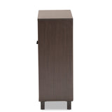 Baxton Studio Rossin Modern and Contemporary Dark Brown Finished Wood 2-Door Entryway Shoe Storage Cabinet