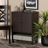 Baxton Studio Rossin Modern and Contemporary Dark Brown Finished Wood 2-Door Entryway Shoe Storage Cabinet