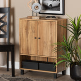 Baxton Studio Rossin Modern and Contemporary Oak Brown Finished Wood 2-Door Entryway Shoe Storage Cabinet