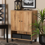 Baxton Studio Rossin Modern and Contemporary Oak Brown Finished Wood 2-Door Entryway Shoe Storage Cabinet