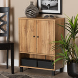 Baxton Studio Rossin Modern and Contemporary Oak Brown Finished Wood 2-Door Entryway Shoe Storage Cabinet