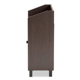 Baxton Studio Rossin Modern and Contemporary Dark Brown Finished Wood 2-Door Entryway Shoe Storage Cabinet