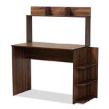 Garnet Modern and Contemporary Walnut Brown Finished Wood Desk with Shelves