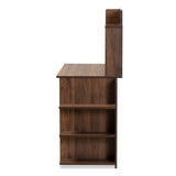 Baxton Studio Garnet Modern and Contemporary Walnut Brown Finished Wood Desk with Shelves