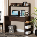 Baxton Studio Garnet Modern and Contemporary Walnut Brown Finished Wood Desk with Shelves