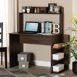 Baxton Studio Garnet Modern and Contemporary Walnut Brown Finished Wood Desk with Shelves