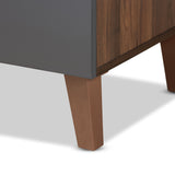 Baxton Studio Jaeger Modern and Contemporary Two-Tone Walnut Brown and Dark Grey Finished Wood Storage Desk with Shelves