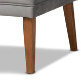 Baxton Studio Stewart Mid-Century Modern Grey Velvet Upholstered and Walnut Brown Finished Wood 4-Piece Dining Nook Set