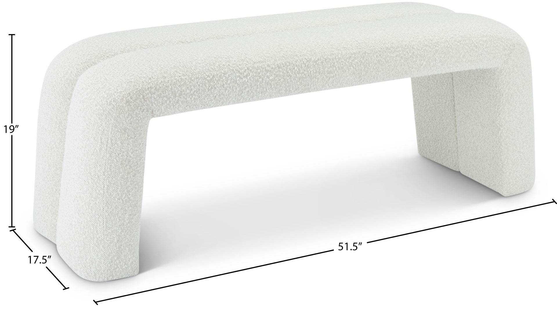 Arc Boucle Fabric Contemporary Bench - Thumbnail 3