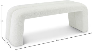 Arc Boucle Fabric / Engineered Wood / Foam Contemporary Cream Boucle Fabric Bench - 51.5" W x 17.5" D x 19" H
