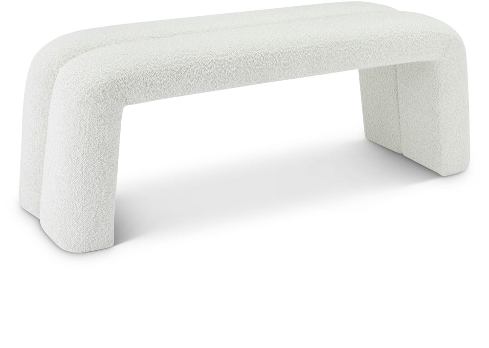 Arc Boucle Fabric / Engineered Wood / Foam Contemporary Cream Boucle Fabric Bench - 51.5" W x 17.5" D x 19" H