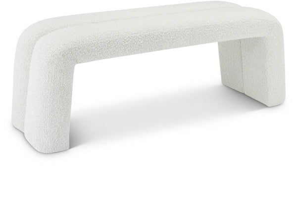 Arc Boucle Fabric / Engineered Wood / Foam Contemporary Cream Boucle Fabric Bench - 51.5" W x 17.5" D x 19" H