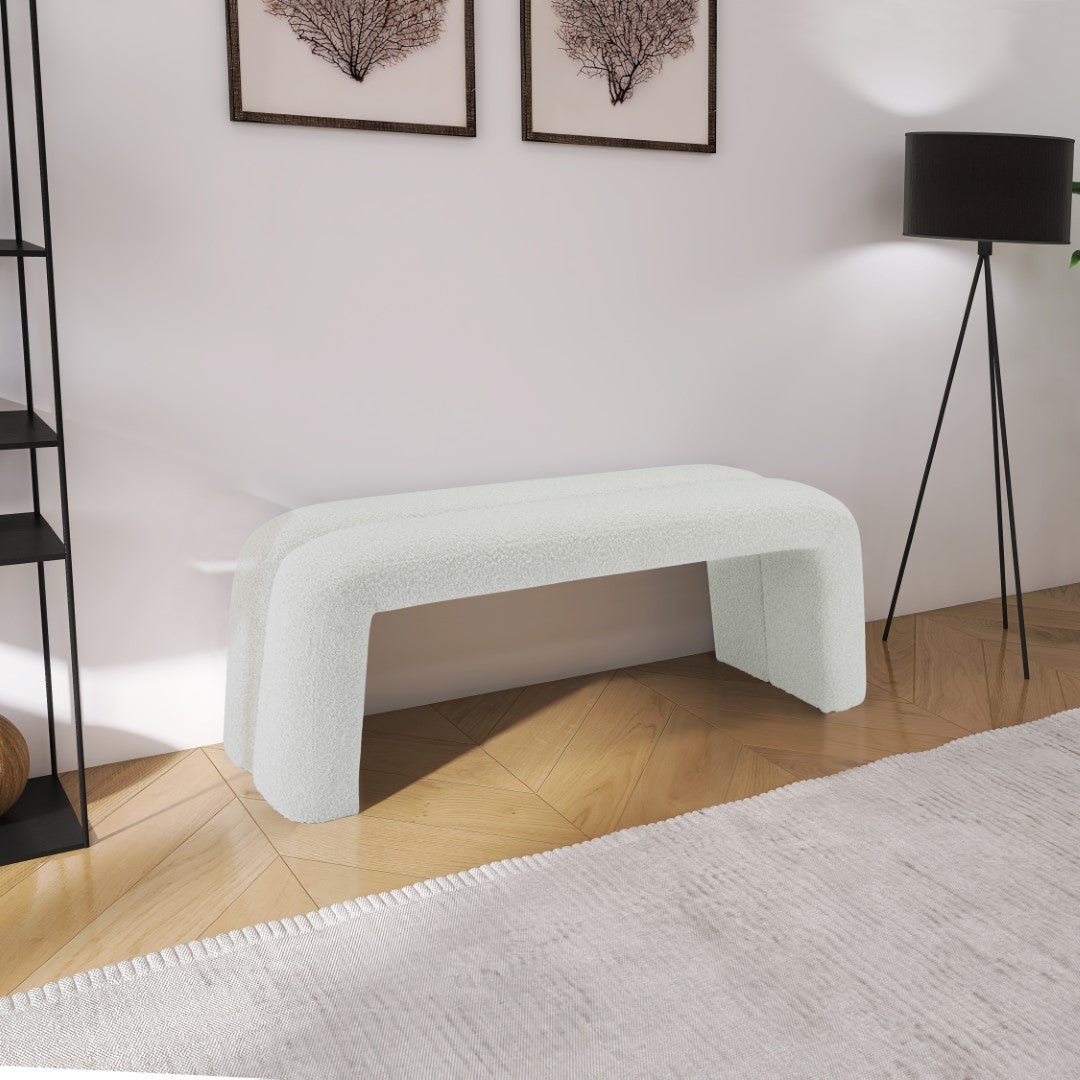 Arc Boucle Fabric Contemporary Bench - Thumbnail 4