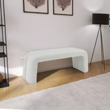 Arc Boucle Fabric / Engineered Wood / Foam Contemporary Cream Boucle Fabric Bench - 51.5" W x 17.5" D x 19" H