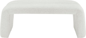 Arc Boucle Fabric / Engineered Wood / Foam Contemporary Cream Boucle Fabric Bench - 51.5" W x 17.5" D x 19" H