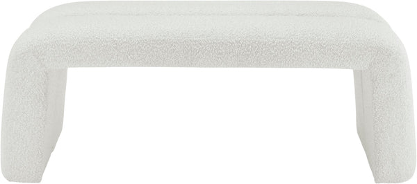 Arc Boucle Fabric / Engineered Wood / Foam Contemporary Cream Boucle Fabric Bench - 51.5" W x 17.5" D x 19" H