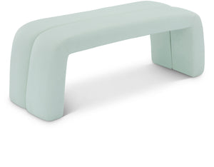 Arc Faux Leather / Engineered Wood / Foam Contemporary Mint Faux Leather Bench - 51.5" W x 17.5" D x 19" H