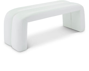 Arc Faux Leather / Engineered Wood / Foam Contemporary White Faux Leather Bench - 51.5" W x 17.5" D x 19" H