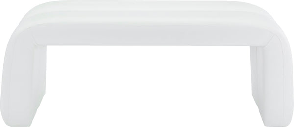 Arc Faux Leather / Engineered Wood / Foam Contemporary White Faux Leather Bench - 51.5" W x 17.5" D x 19" H