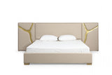 VIG Furniture Modrest Aspen - Eastern King Glam Beige Bonded Leather & Gold Bed VGVC-BD1801-BG-BED-EK VGVC-BD1801-BG-BED-EK