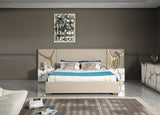 Modrest Aspen - Glam Beige Bonded Leather & Gold Bed