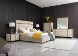 VIG Furniture Modrest Cartier -  Modern Beige Velvet and Brushed Brass Bed VGVC-BDAD02-BGE-BB-BED