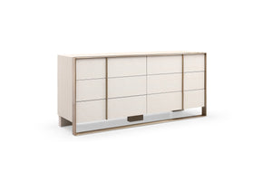 VIG Furniture Nova Domus Cartier - Modern Beige Shagreen and Brushed Brass Dresser VGVC-J-A002-M