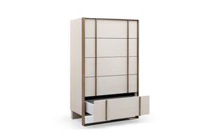 VIG Furniture Nova Domus Cartier - Modern Beige Shagreen and Brushed Brass Chest VGVC-J-A002-CH