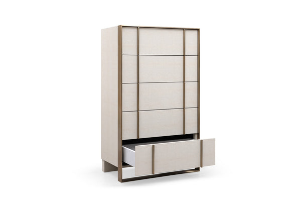 VIG Furniture Nova Domus Cartier - Modern Beige Shagreen and Brushed Brass Chest VGVC-J-A002-CH