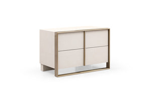 VIG Furniture Nova Domus Cartier - Modern Beige Shagreen and Brushed Brass Nightstand VGVC-J-A002-N