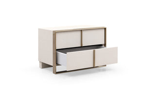 VIG Furniture Nova Domus Cartier - Modern Beige Shagreen and Brushed Brass Nightstand VGVC-J-A002-N