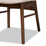 Alston Mid-Century Modern Fabric Upholstered and Walnut Brown Finished Wood 5-Piece Dining Set