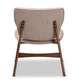 Benito Mid-Century Modern Transitional Fabric Upholstered and Walnut Brown Finished Wood Accent Chair