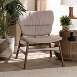 Benito Mid-Century Modern Transitional Fabric Upholstered and Walnut Brown Finished Wood Accent Chair
